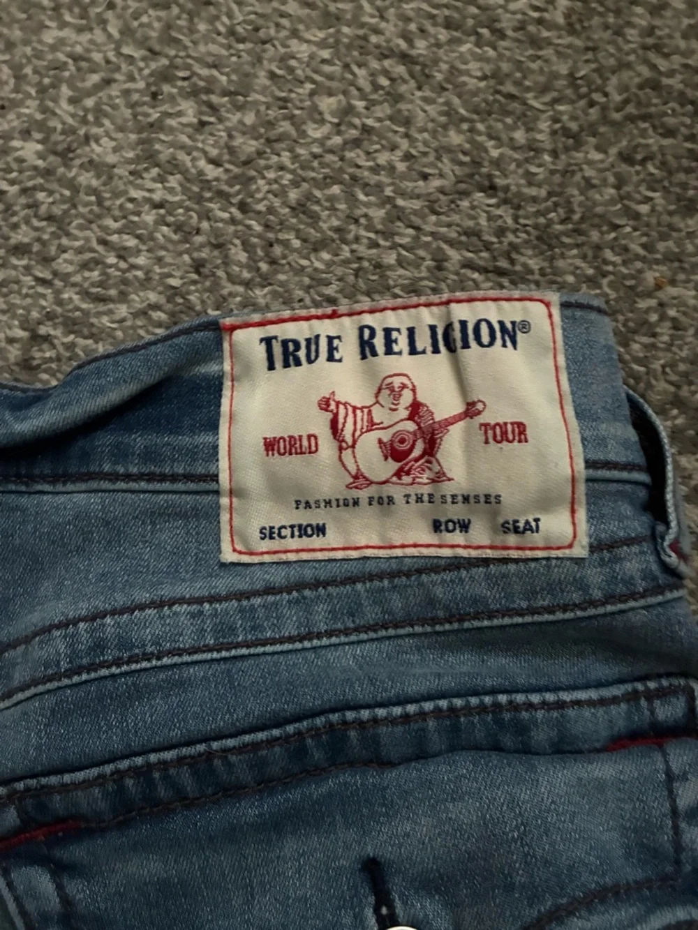 Y2K True Religion Men's Blue Washed Slim Straight Jeans